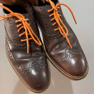 Cole Haan Men's Brown Brogue Shoes with Orange Laces Sz 8.5